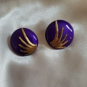 Vintage 80's Purple & Gold Earrings